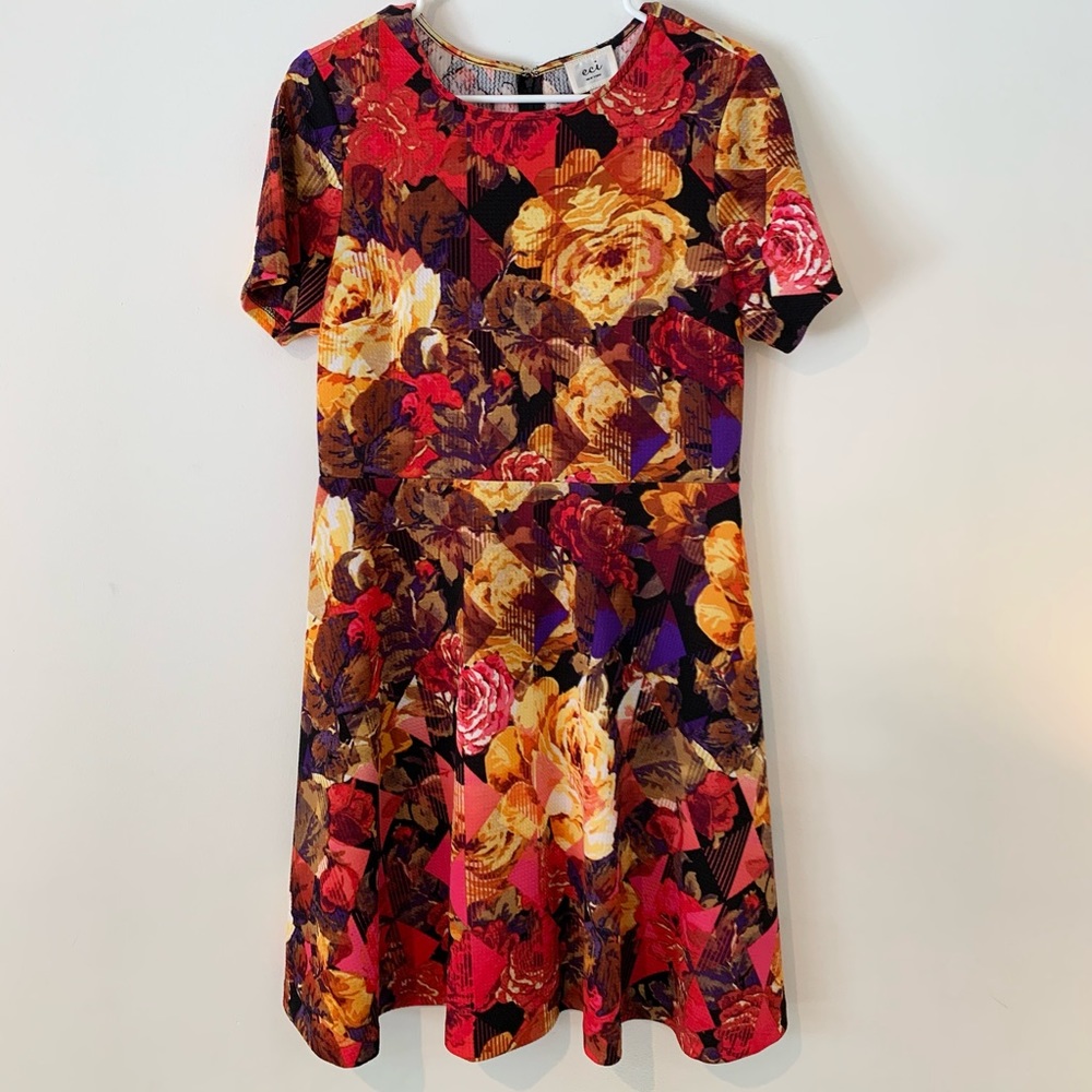 Beautiful jewel tone floral ECI dress, size 10
